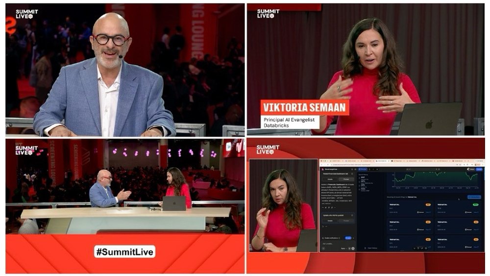 Live studio interviews on a conference broadcast set